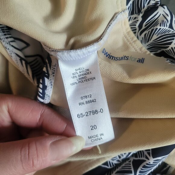 Swimsuits For All Bikini Set Womens 20 White Black Tropical Tummy Control Beach - Picture 9 of 14